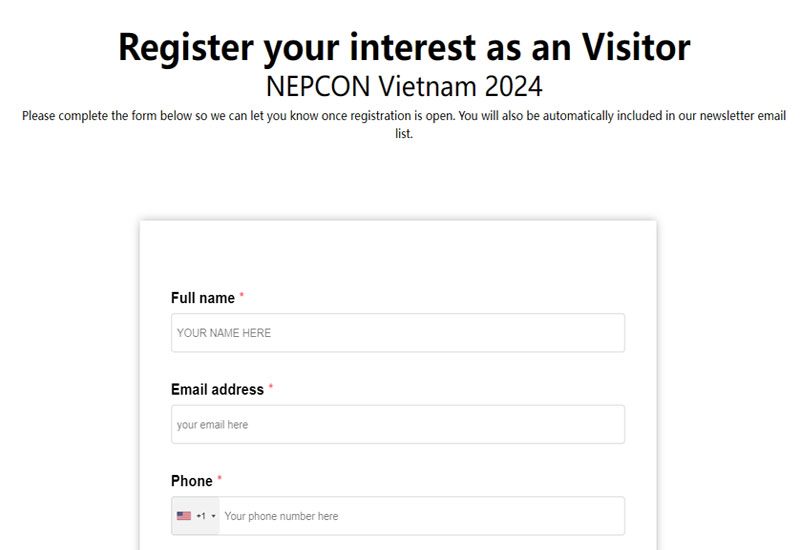 Register your interest as a 2024 Nepcon Vietnam visitor