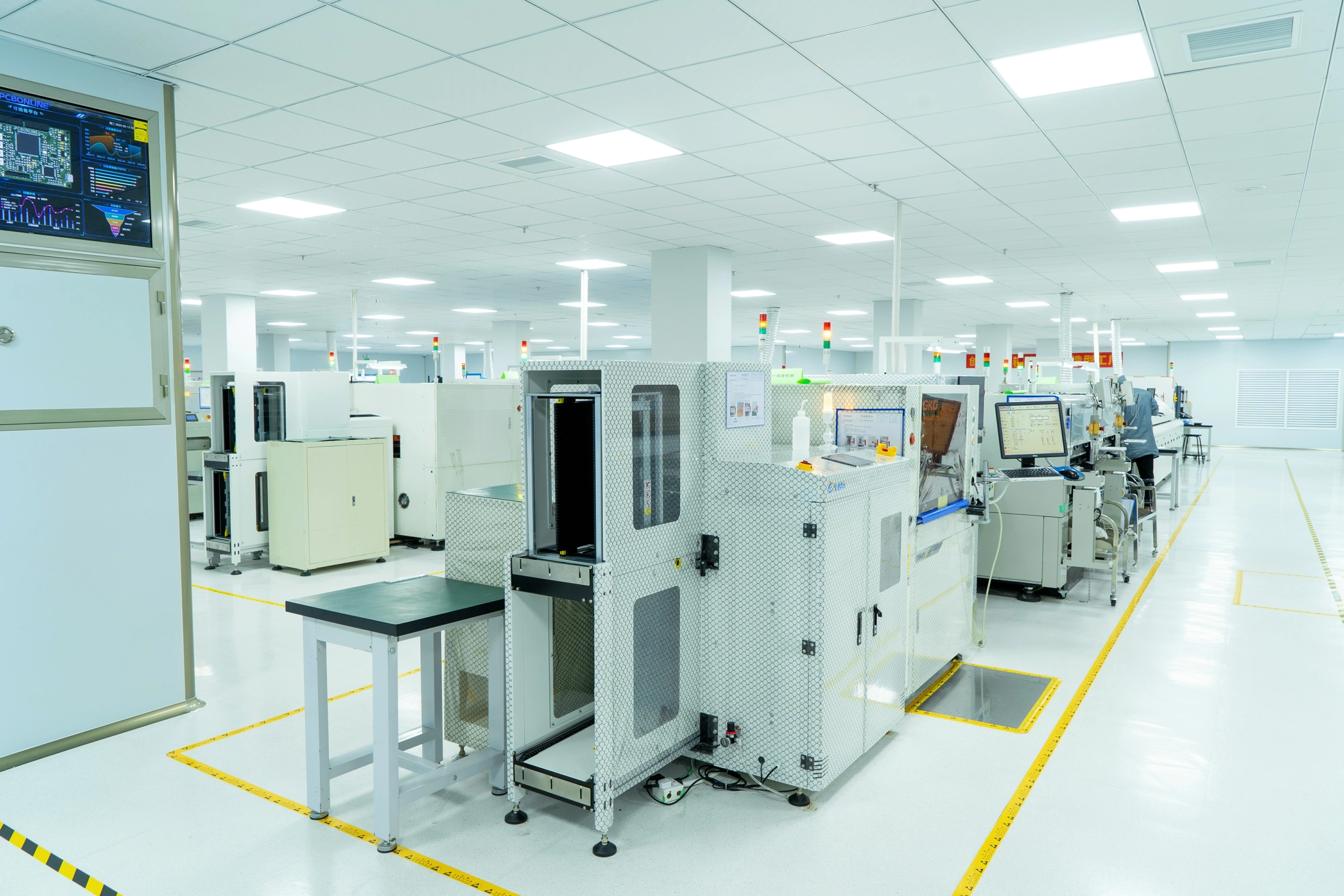 SMT production line with automated optical inspection for pcb surface mount assembly