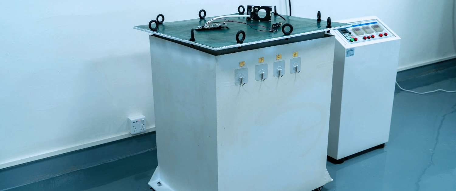 Vibration testing equipment for mechanical durability and reliability validation of printed circuit board assemblies