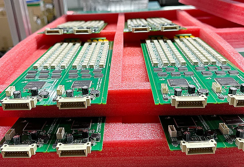 Checked PCB board assembly components