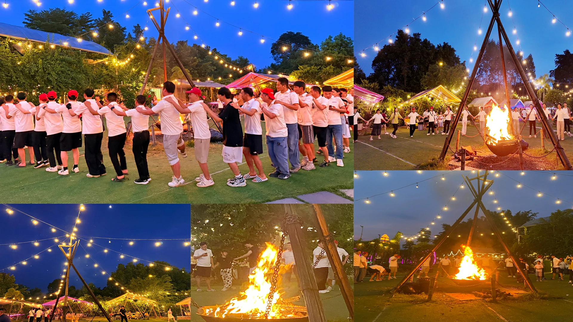 singing and dancing around the bonfire