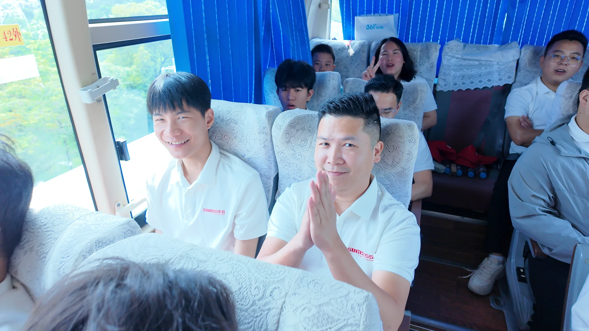 the atmosphere on the bus is relaxed and pleasant
