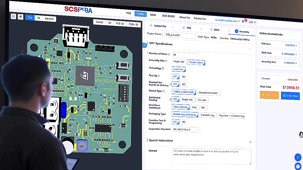 Visitors testing SCSPCBA online PCB and PCBA instant quotation platform