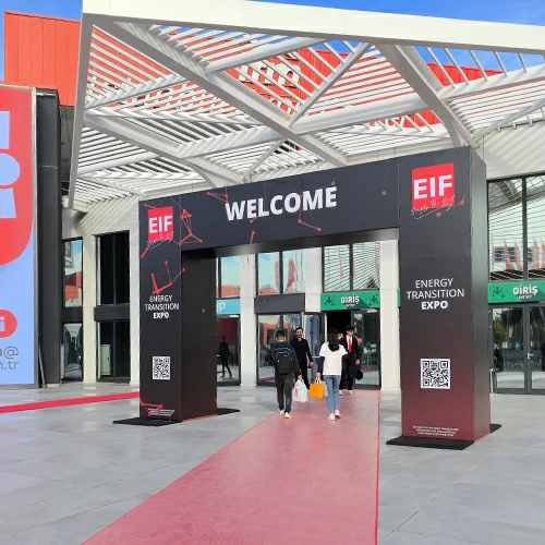 At the entrance of the Turkish exhibition