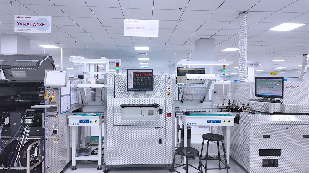 The results of AOI inspection of the PCBA are displayed on a high-definition monitor. The results of AOI inspection of the PCBA are displayed on a high-definition monitor.