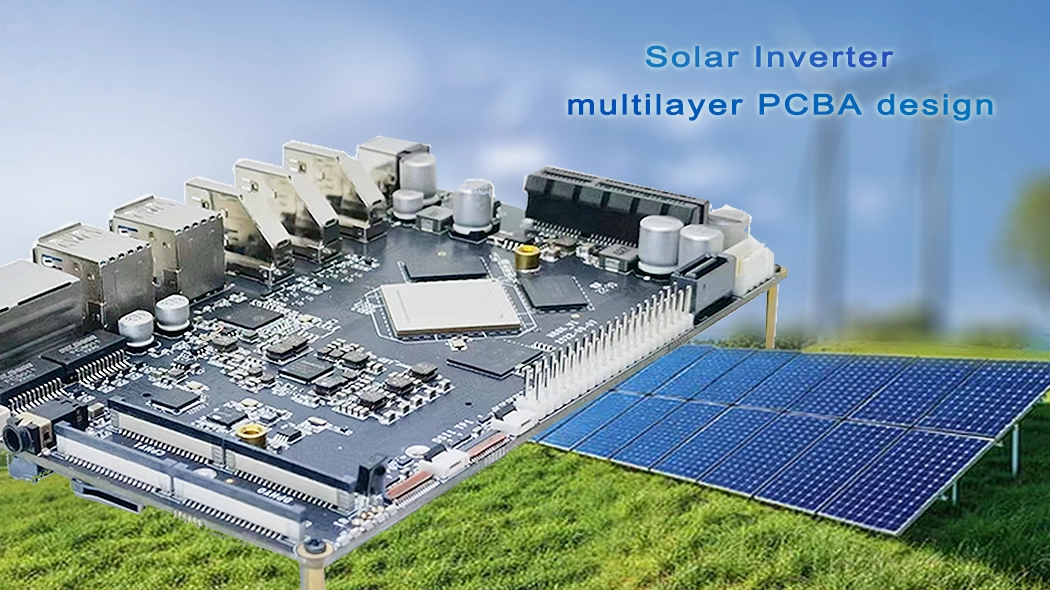 Solar inverter PCBA with high-current components and multilayer PCB design