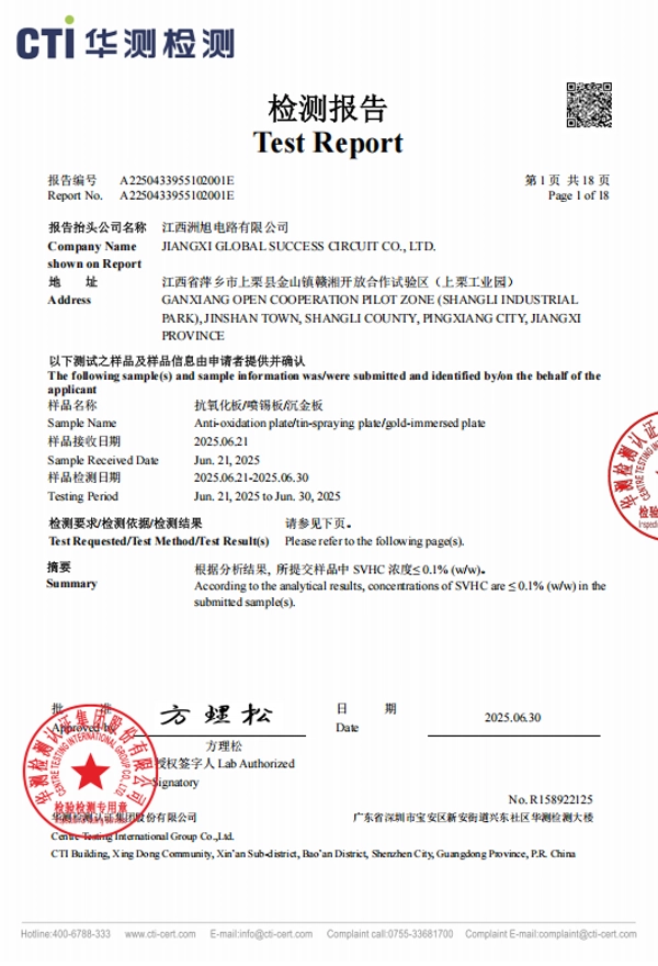 Anti-oxidation plate-tin-spraying plate- gold-immersed plate certification