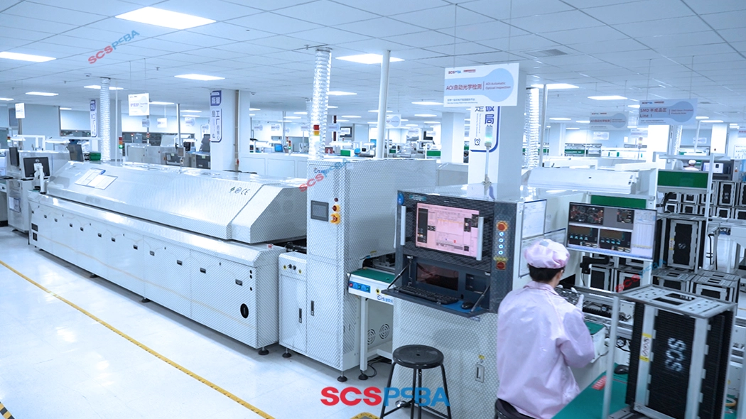 The production workshop supports rapid PCB prototyping and large-scale PCB manufacturing and assembly for consumer electronics.